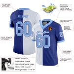 Maillot de football personnalisé bleu clair et blanc en maille fendue